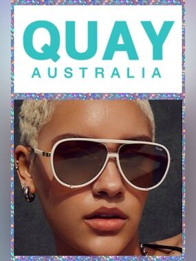 🆕 Quay High Profile Polarized White & Gold frame Brown lens Sunglasses